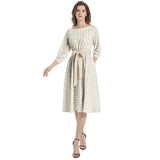 Boat Neck Belted Flared Dress - Objet D'Art