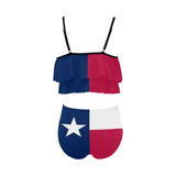Texas Lone Star High Waisted Double Ruffle Bikini Set (Model S34) - Objet D'Art