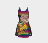 Floral Rainbow Flare Dress - Objet D'Art