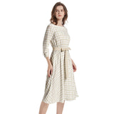Boat Neck Belted Flared Dress - Objet D'Art