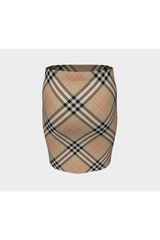 Tan Tartan Fitted Skirt - Objet D'Art