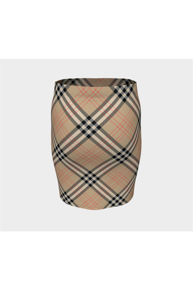 Tan Tartan Fitted Skirt - Objet D'Art