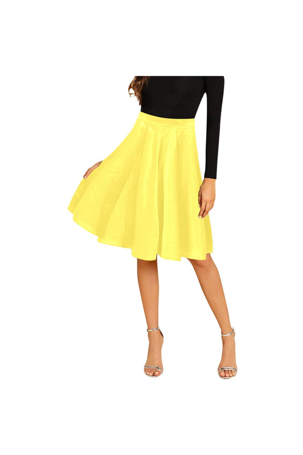 Yellow Skirt Melete Pleated Midi Skirt - Objet D'Art