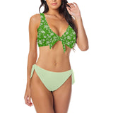 avocado spread solid print Bow Tie Front Bikini Swimsuit (Model S38) - Objet D'Art