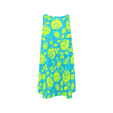 neon green blue greek key print 2 Sleeveless A-Line Pocket Dress (Model D57) - Objet D'Art
