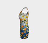 Greek Key Floral Lattice Bodycon Dress - Objet D'Art