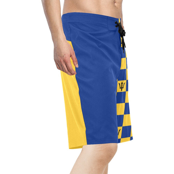barbados gold print Men's All Over Print Board Shorts (Model L16) - Objet D'Art