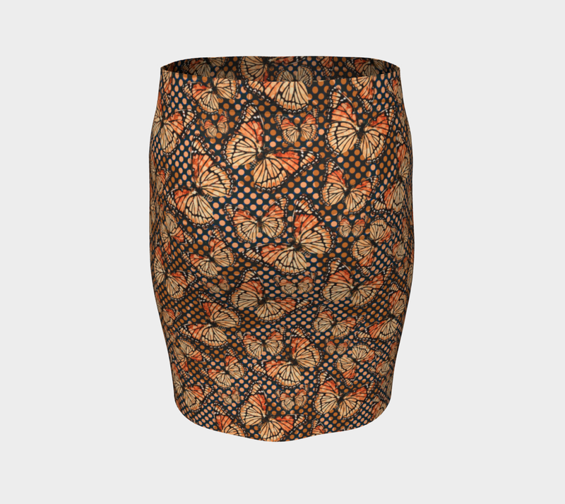 Butterfly Print Fitted Skirt - Objet D'Art