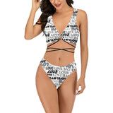 love print bw 2 Cross String Bikini Set (Model S29) - Objet D'Art