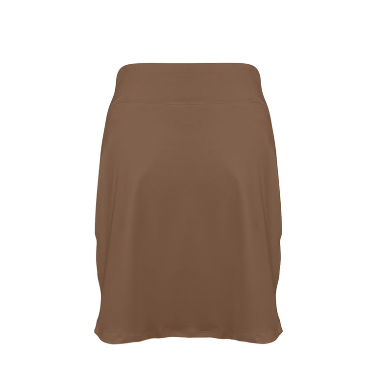 mocha solid print 2 Women's Golf Skirt with Pockets (Model D64) - Objet D'Art