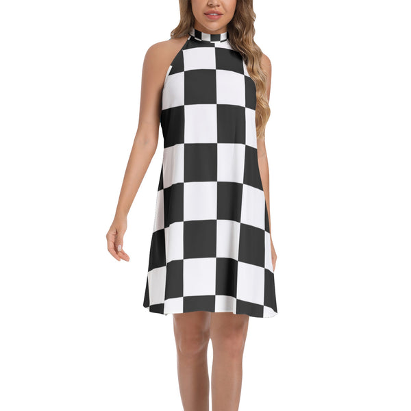 Tie Back Halter Neck Flared Dress - Objet D'Art