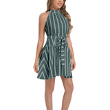 Ruffle Hem Belted Halter Dress - Objet D'Art