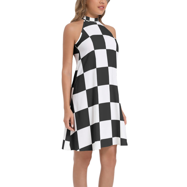 Tie Back Halter Neck Flared Dress - Objet D'Art