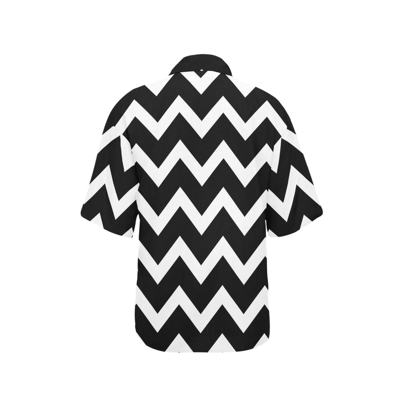 waves12 print All Over Print Hawaiian Shirt for Women (Model T58) - Objet D'Art