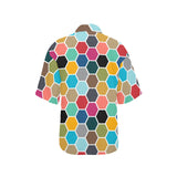 color hex print 2 All Over Print Hawaiian Shirt for Women (Model T58) - Objet D'Art