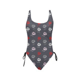 kisses print 2A Drawstring Side One-Piece Swimsuit (Model S14) - Objet D'Art