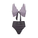 lav 3 print 3A Chest Bowknot Bikini Swimsuit (Model S33) - Objet D'Art