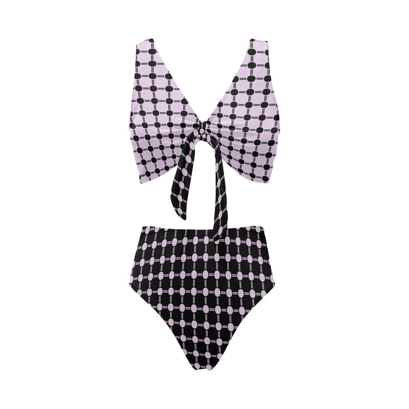 lav 3 print 3A Chest Bowknot Bikini Swimsuit (Model S33) - Objet D'Art