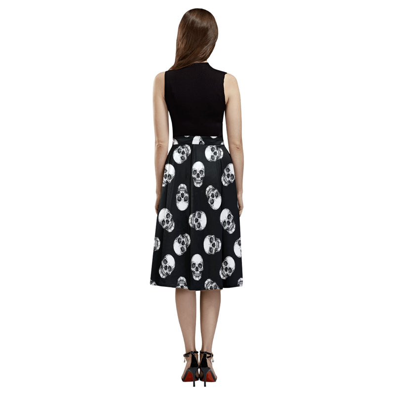 Skull Mnemosyne Women's Crepe Skirt (Model D16) - Objet D'Art