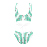 looking at you print 2 Cross String Bikini Set (Model S29) - Objet D'Art