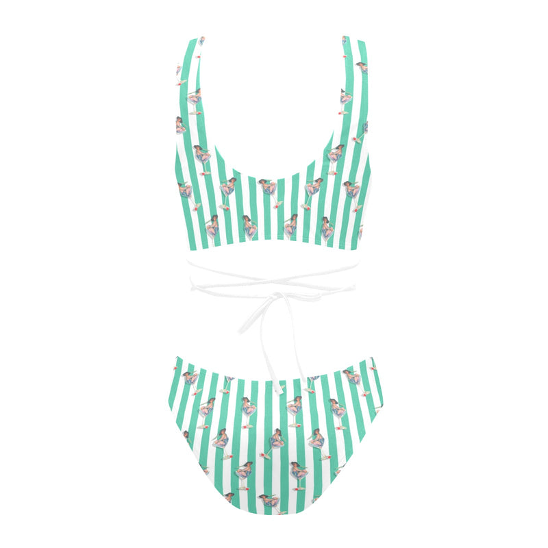 looking at you print 2 Cross String Bikini Set (Model S29) - Objet D'Art