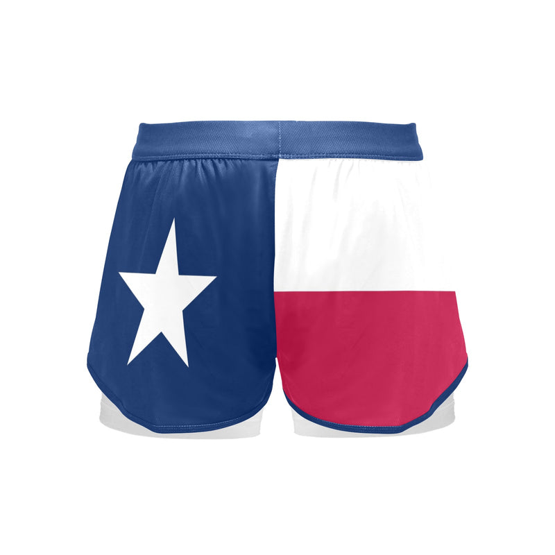 Texas Lone Star Women's Sports Shorts with Compression Liner (Model L63) - Objet D'Art
