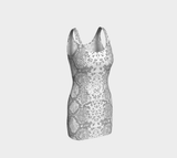White Snakeskin Bodycon Dres - Objet D'Art