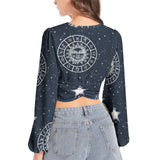 Women's Deep V-Neck Lantern Sleeve Crop Top - Objet D'Art