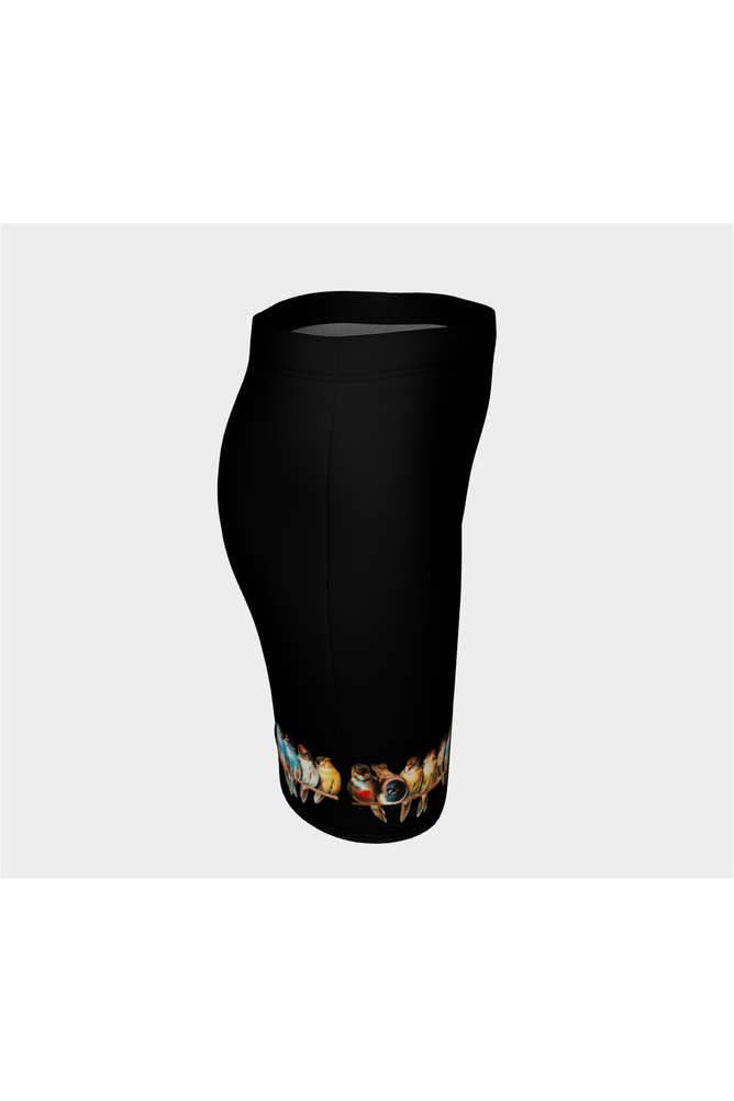 Midnight Perch of Birds Fitted Skirt - Objet D'Art