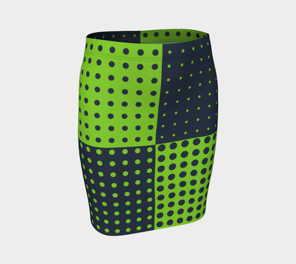 Vegan Green Polka Dot Fitted Skirt - Objet D'Art