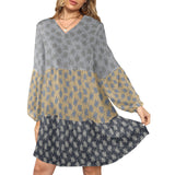 dark green print 2 copy-Recovered copy-Recovered (1) copy V-Neck Loose Fit Dress (Model D66) - Objet D'Art