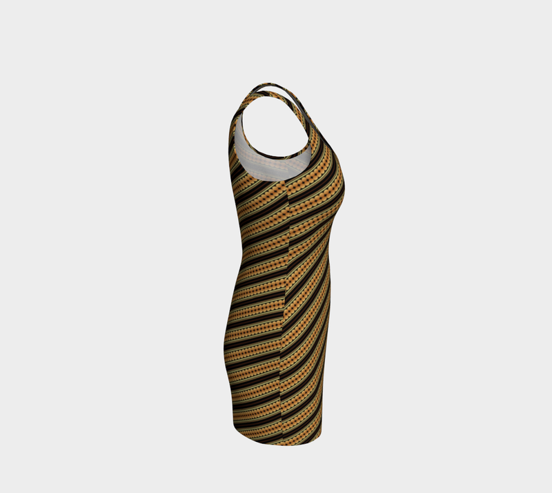 Gold Striped Bodycon Dress - Objet D'Art