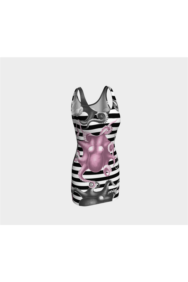 Octopus on Stripes Bodycon Dress - Objet D'Art
