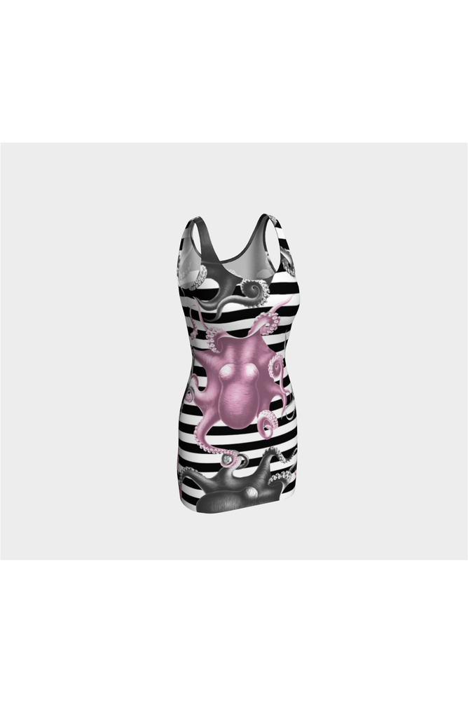Octopus on Stripes Bodycon Dress - Objet D'Art