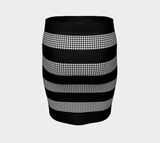 Striped Houndstooth Fitted Skirt - Objet D'Art