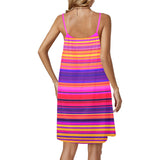 bright sunrise sunset colors print Drawstring Neck Sleeveless Dress (Model D68) - Objet D'Art