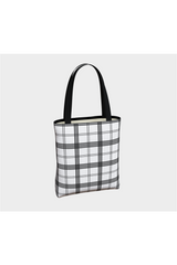 White and Black Tattersall Tote Bag - Objet D'Art