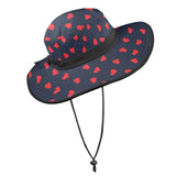 scattered hearts print 4 Wide Brim Bucket Hat - Objet D'Art