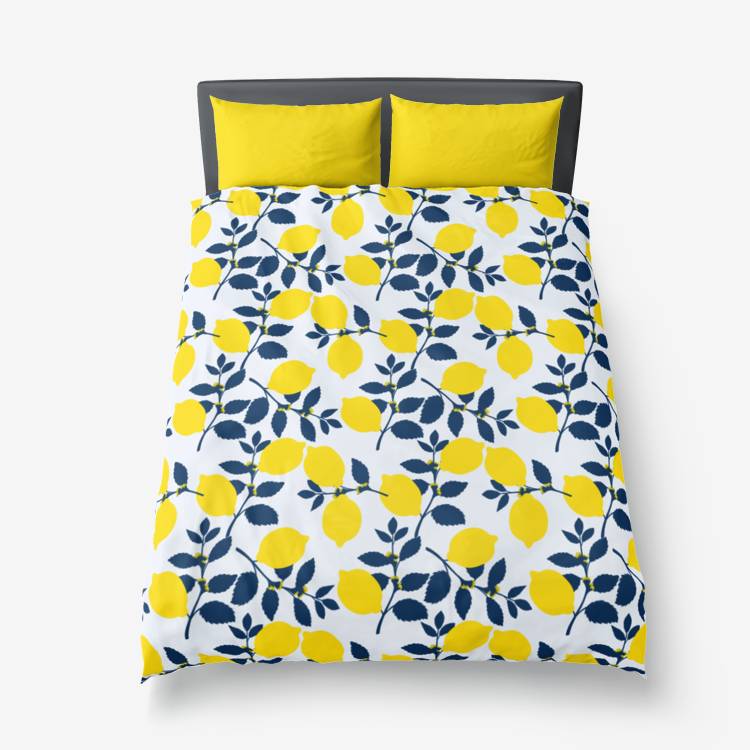 Lemon Print Microfiber Duvet Cover - Objet D'Art