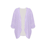 lavender key print 3 Women's Kimono Chiffon Cover Up (Model H51) - Objet D'Art