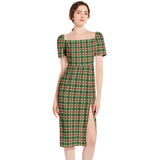 Holiday Cheer Plaid Split Thigh Midi Bodycon Dress - Objet D'Art