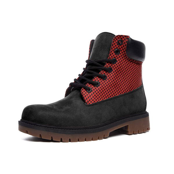 Red Polkadot Accented Casual Leather Lightweight boots TB - Objet D'Art