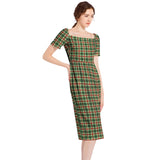 Holiday Cheer Plaid Split Thigh Midi Bodycon Dress - Objet D'Art