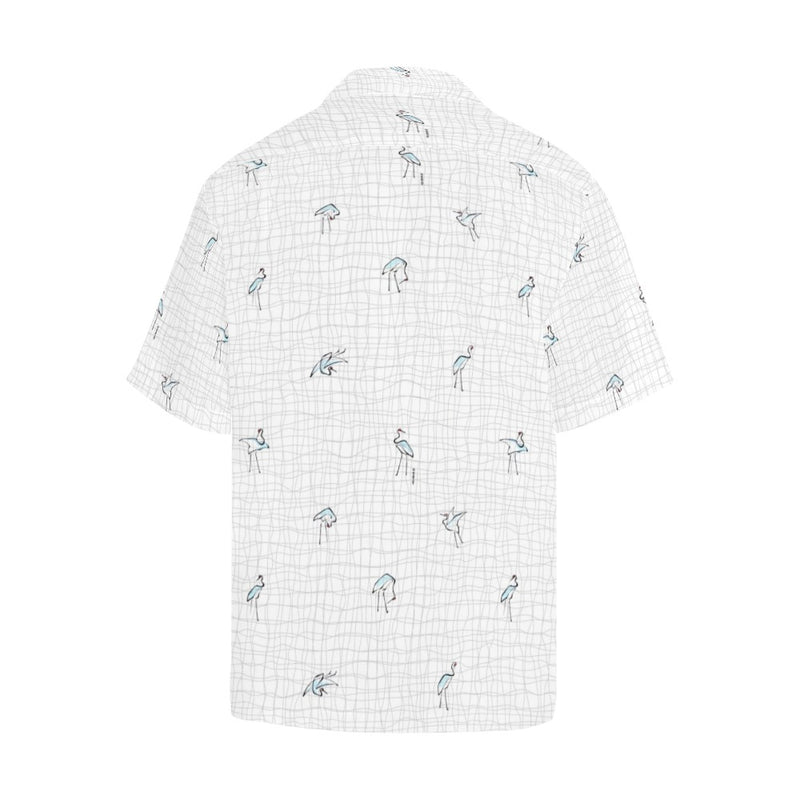 hokusai crane grid wavy print 2 Hawaiian Shirt (Model T58) - Objet D'Art