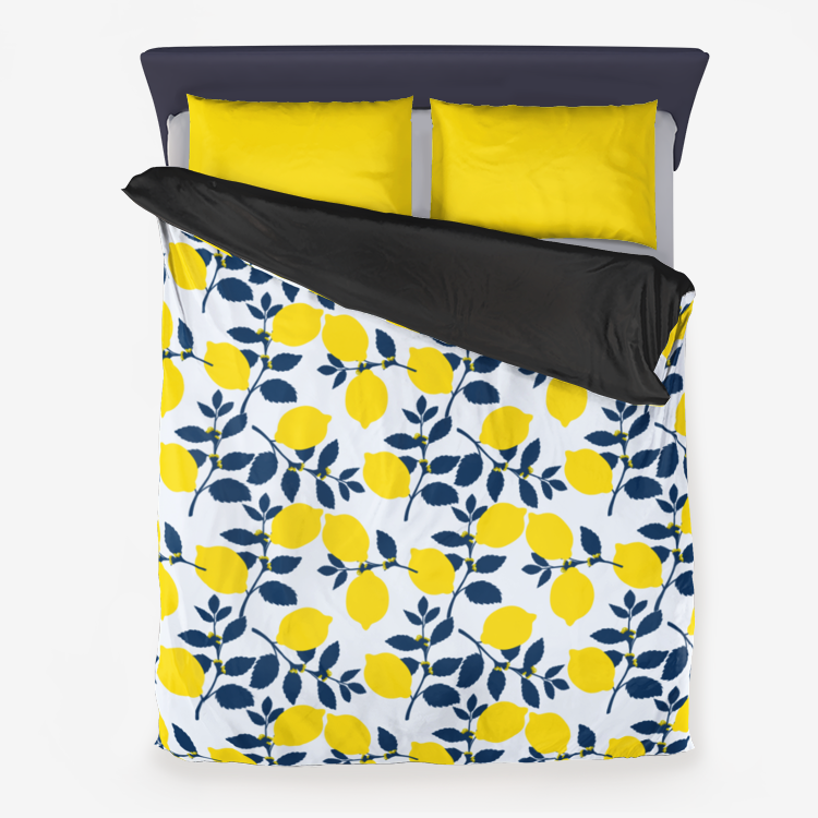 Lemon Print Microfiber Duvet Cover - Objet D'Art