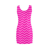chevron fuchsia print Medea Vest Dress (Model D06) - Objet D'Art