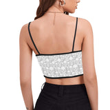 skull gray print Women's Spaghetti Strap Crop Top (Model T67) - Objet D'Art