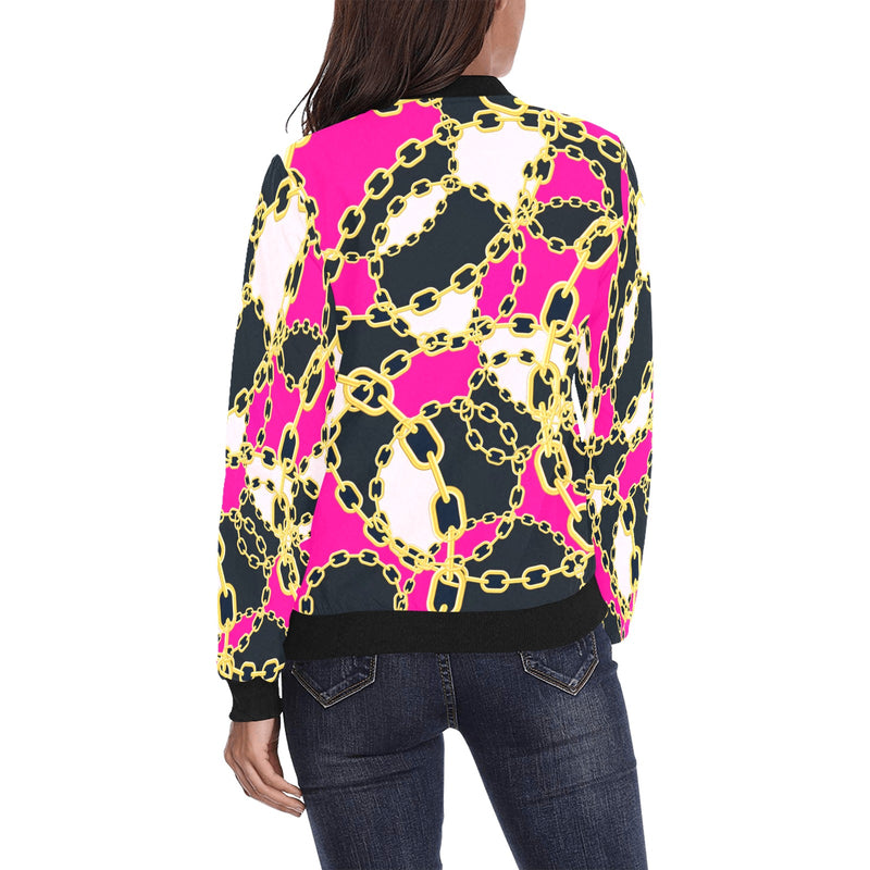 chained up 2 All Over Print Bomber Jacket for Women (Model H36) - Objet D'Art