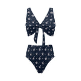 stars blue print 2 Chest Bowknot Bikini Swimsuit (Model S33) - Objet D'Art