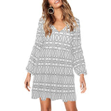 shapes pattern print 2 V-Neck Loose Fit Dress (Model D62) - Objet D'Art